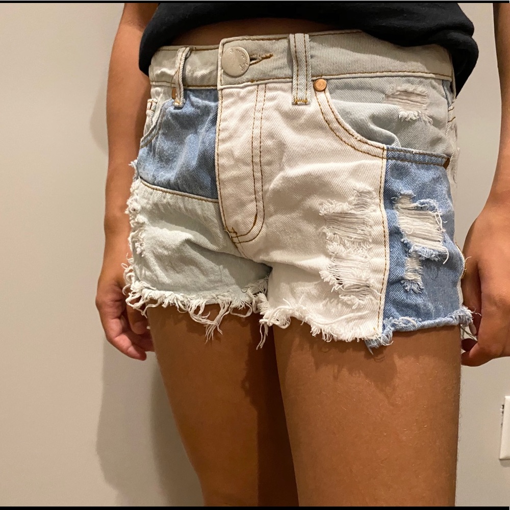 multi color jean shorts